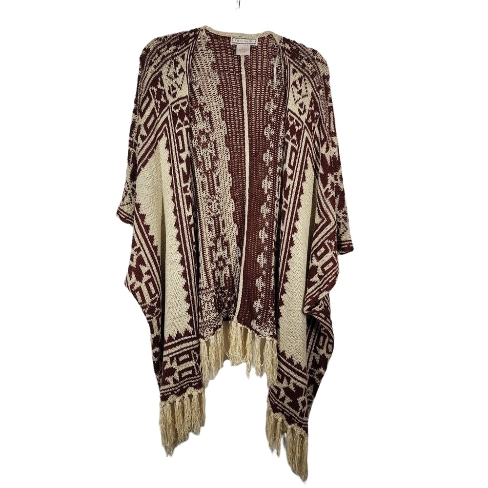 FLYING TOMATO FRINGED OPEN FRONT CARDIGAN